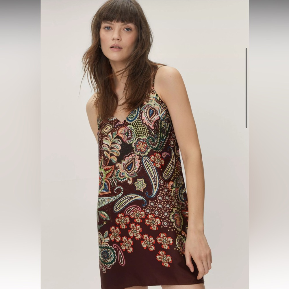 Nasty Gal brown paisley dress